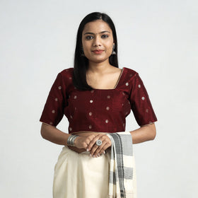 Buy Polka Dot Zari Buti Viscose Silk Stitched Blouse Online at iTokri.com