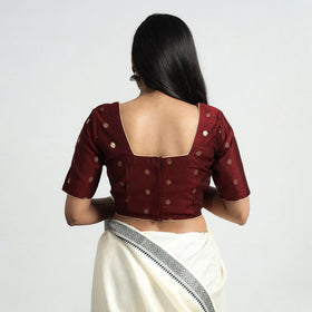 Buy Polka Dot Zari Buti Viscose Silk Stitched Blouse Online at iTokri.com
