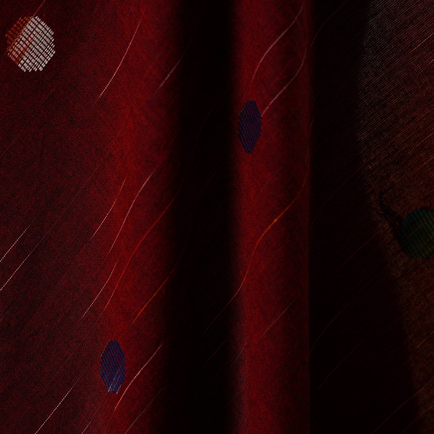 Maroon - prewashed cotton jacquard fabric 05 - handcrafted