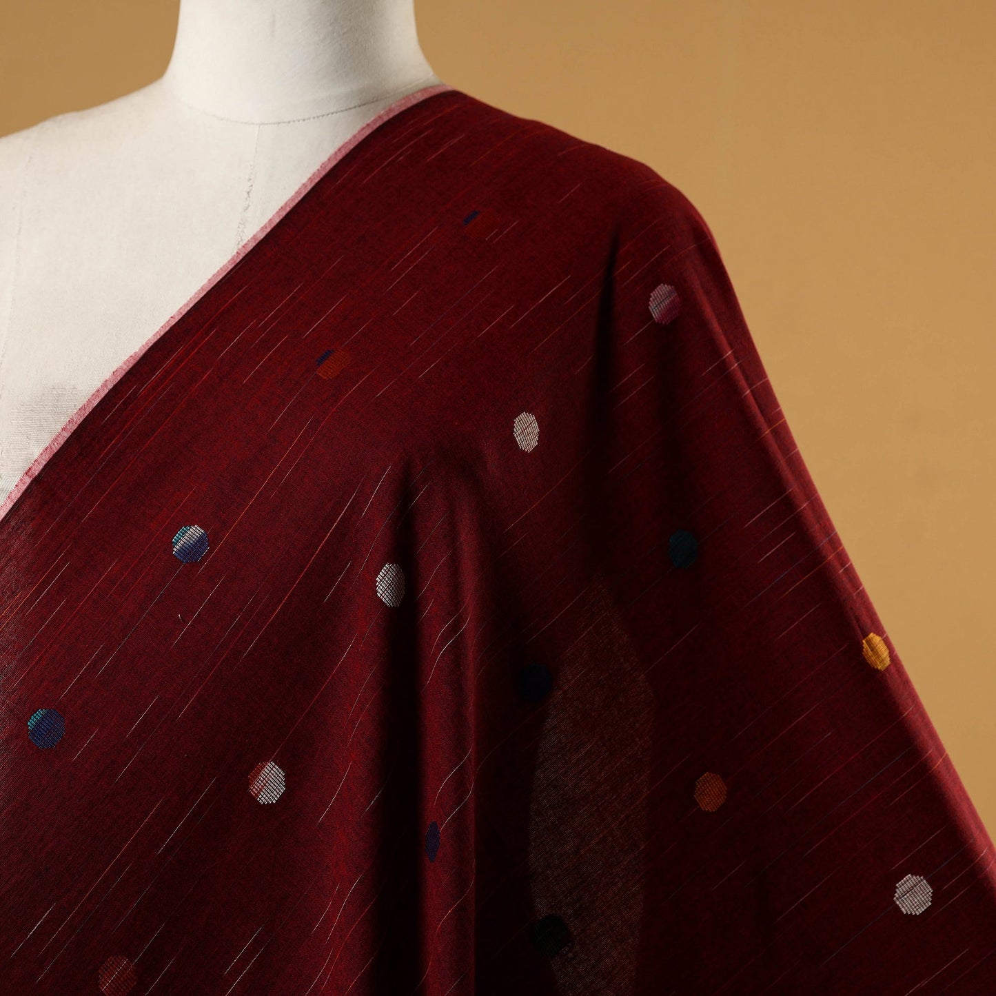 Maroon - prewashed cotton jacquard fabric 05 - handcrafted