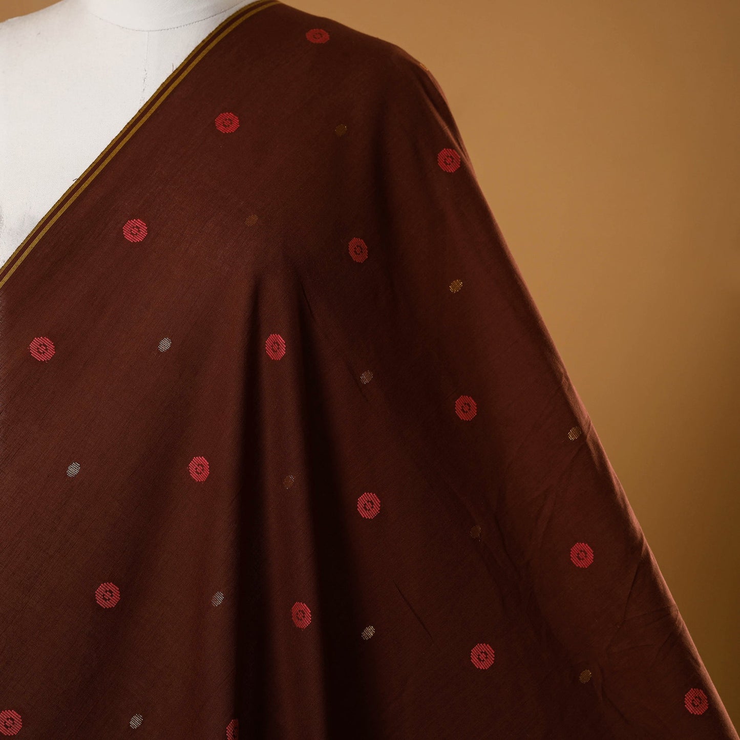 Maroon - prewashed cotton jacquard fabric 22 - handcrafted