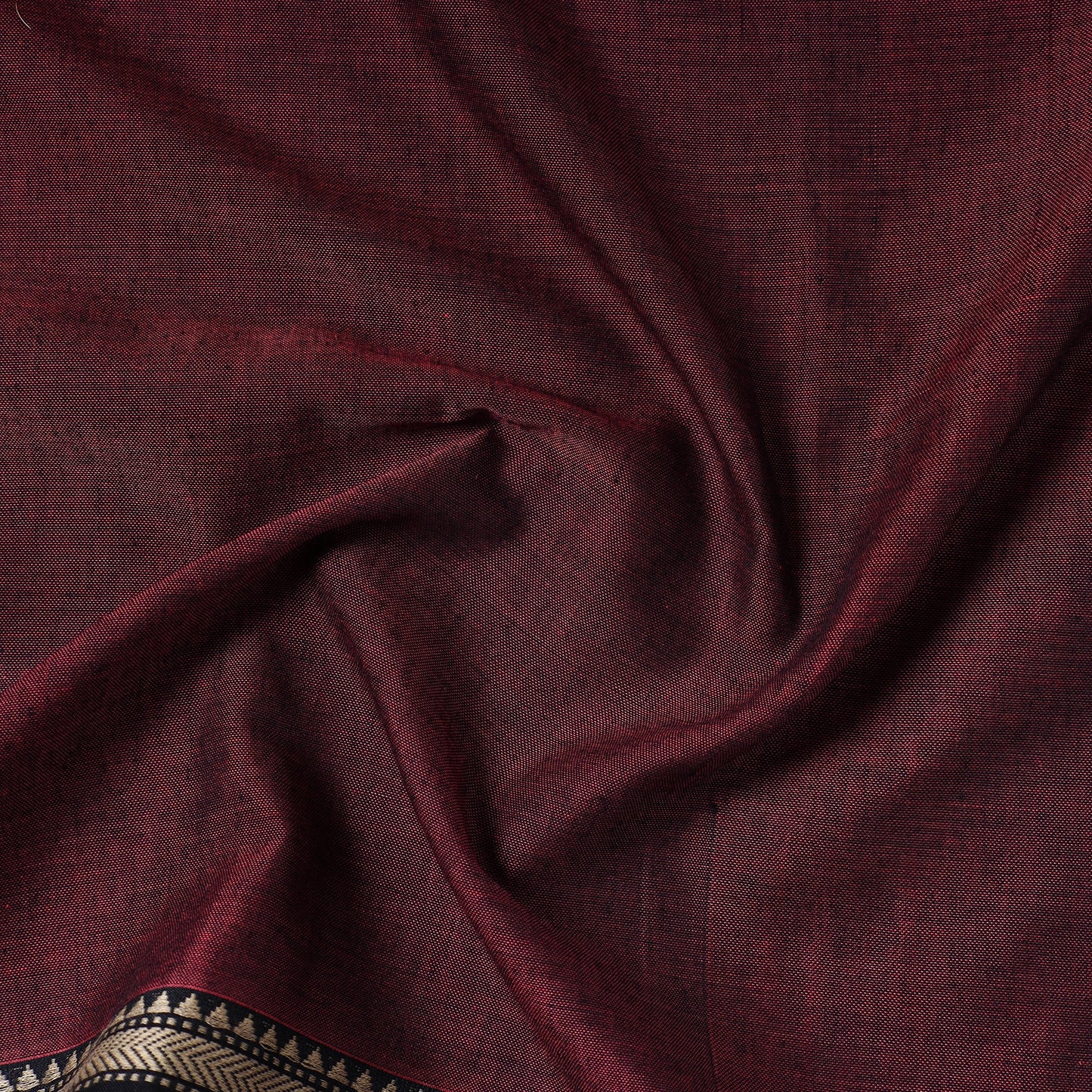 Maroon - Prewashed Dharwad Mercerised Cotton Thread Border Fabric 04