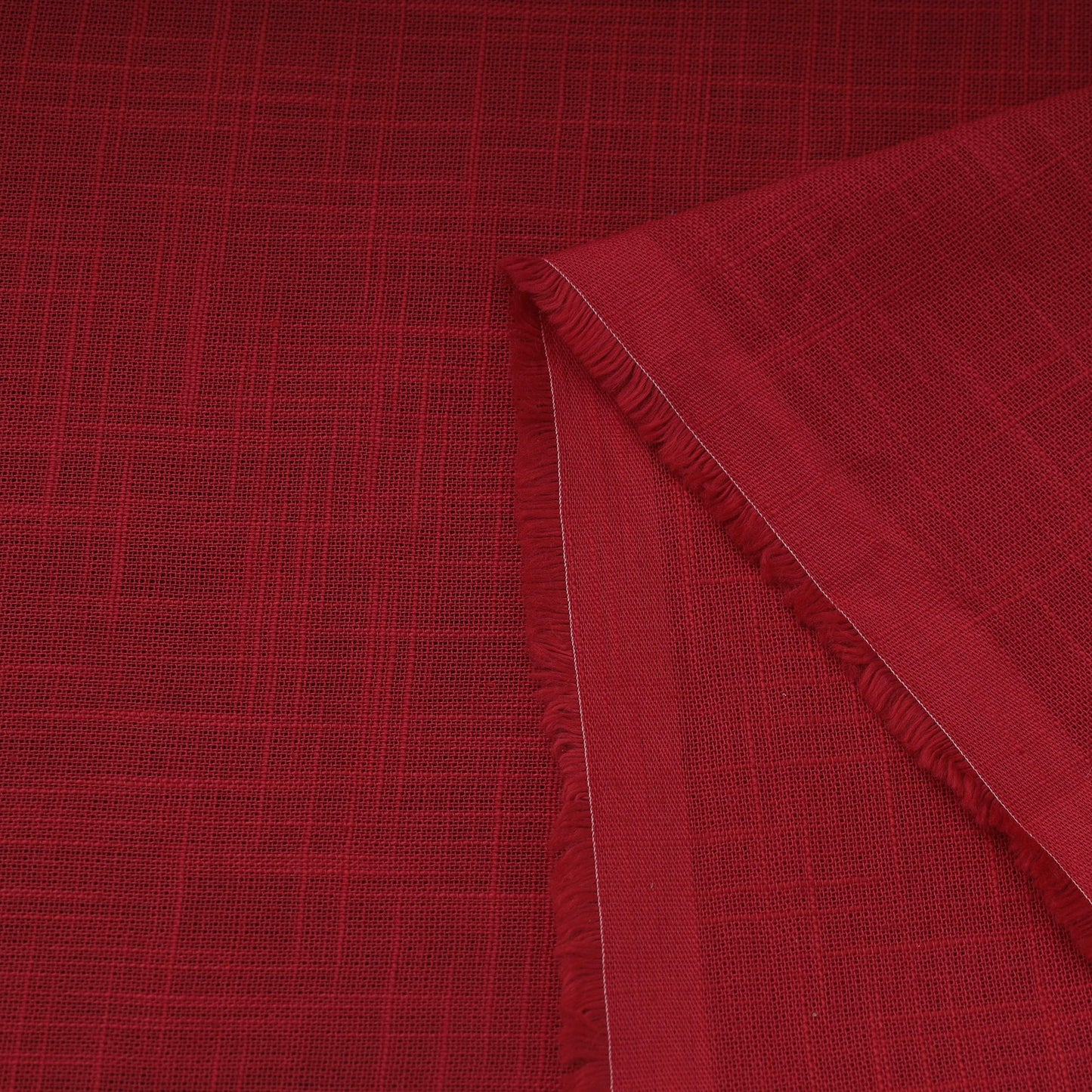 Maroon Prewashed Slub Cotton Plain Fabric