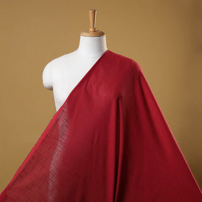 Maroon Prewashed Slub Cotton Plain Fabric