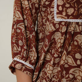 Maroon - printed cotton bagru co-ord set with lace work 04