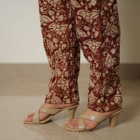 Maroon - printed cotton bagru co-ord set with lace work 04