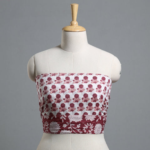 Maroon - printed cotton blouse piece 103 - handcrafted