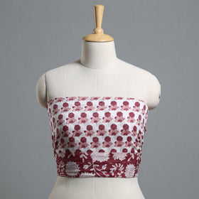 Maroon - printed cotton blouse piece 103 - handcrafted