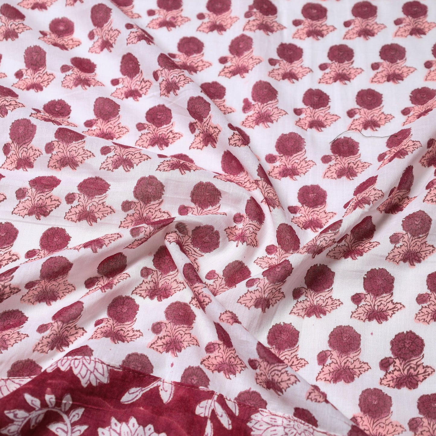 Maroon - printed cotton blouse piece 103 - handcrafted