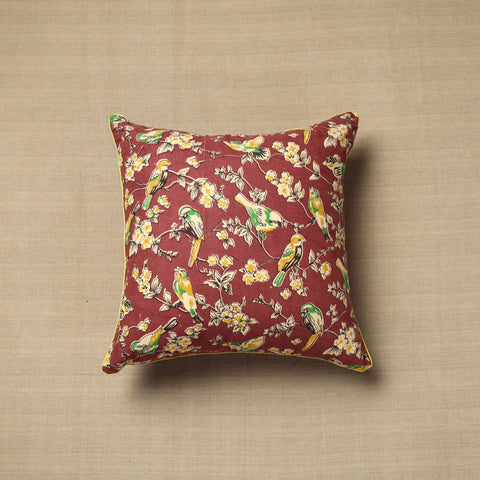 Maroon - cotton printed kalamkari cushion cover (16 x 16