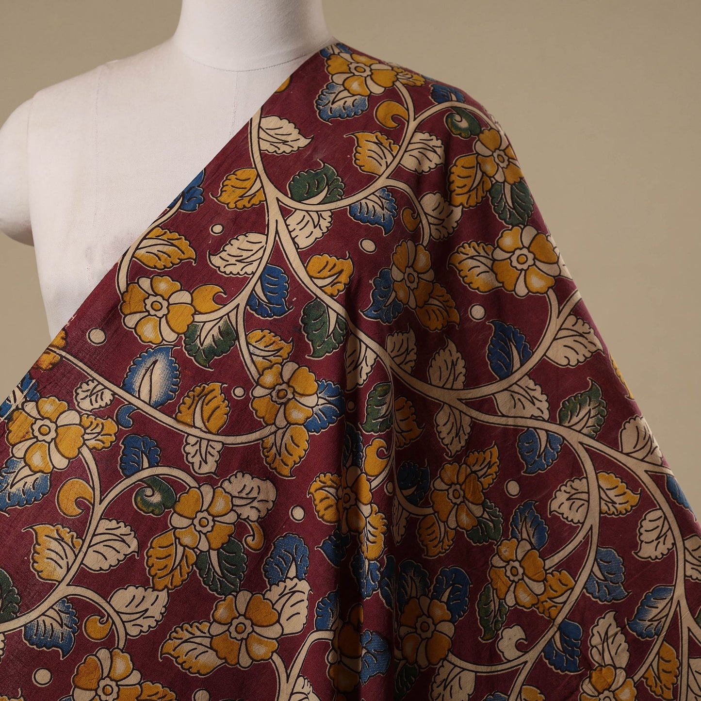 Printed cotton kalamkari fabric 04 - handcrafted