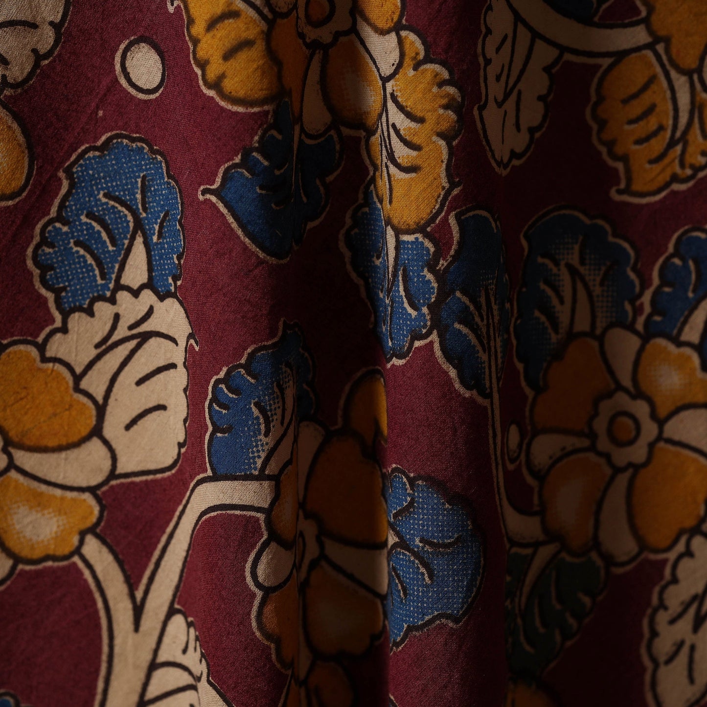 Printed cotton kalamkari fabric 04 - handcrafted