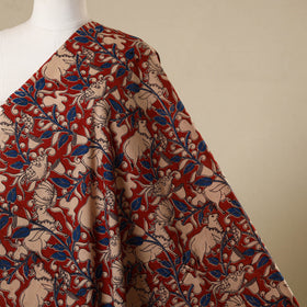 Maroon - printed cotton kalamkari fabric 25 - handcrafted