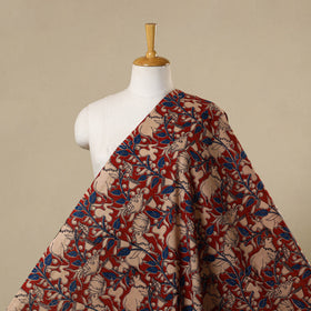 Maroon - printed cotton kalamkari fabric 25 - handcrafted