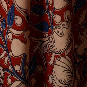 Maroon - printed cotton kalamkari fabric 25 - handcrafted