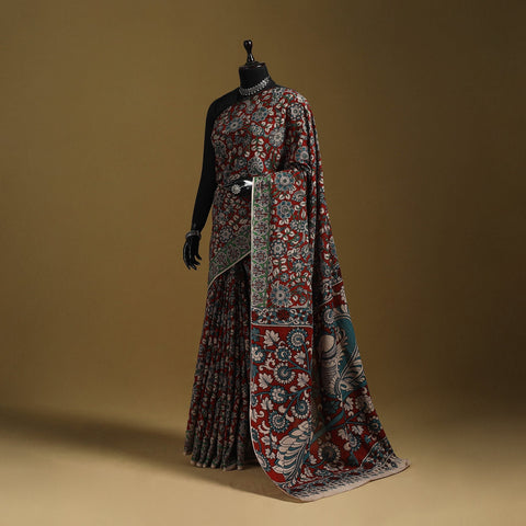 Printed cotton kalamkari saree 08 - handcrafted