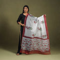  Maroon Block Printed Kota Doria Cotton Sanganeri Dupatta