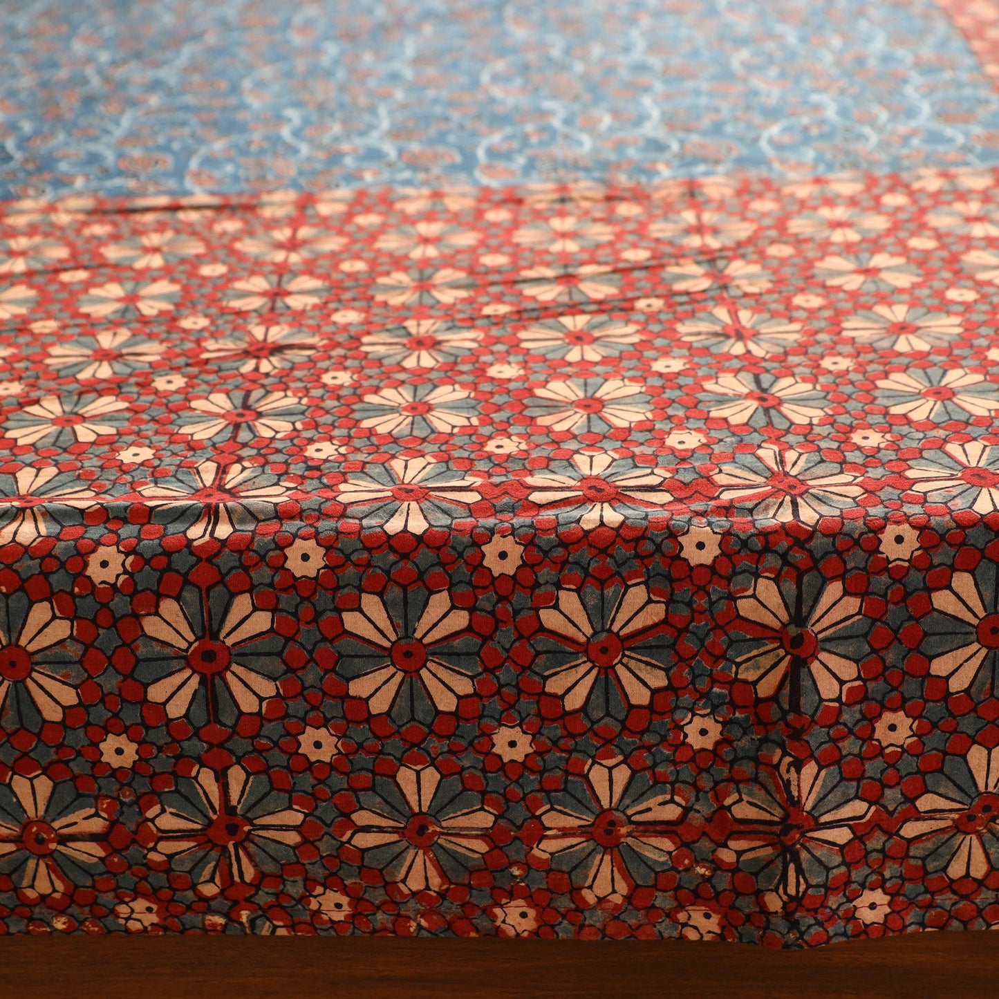  Ajrakh Block Printed Patchwork Cotton Double Bed Cover with Pillow Covers 