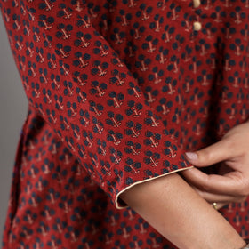 Maroon printing cotton kurta with palazzo set - handcrafted