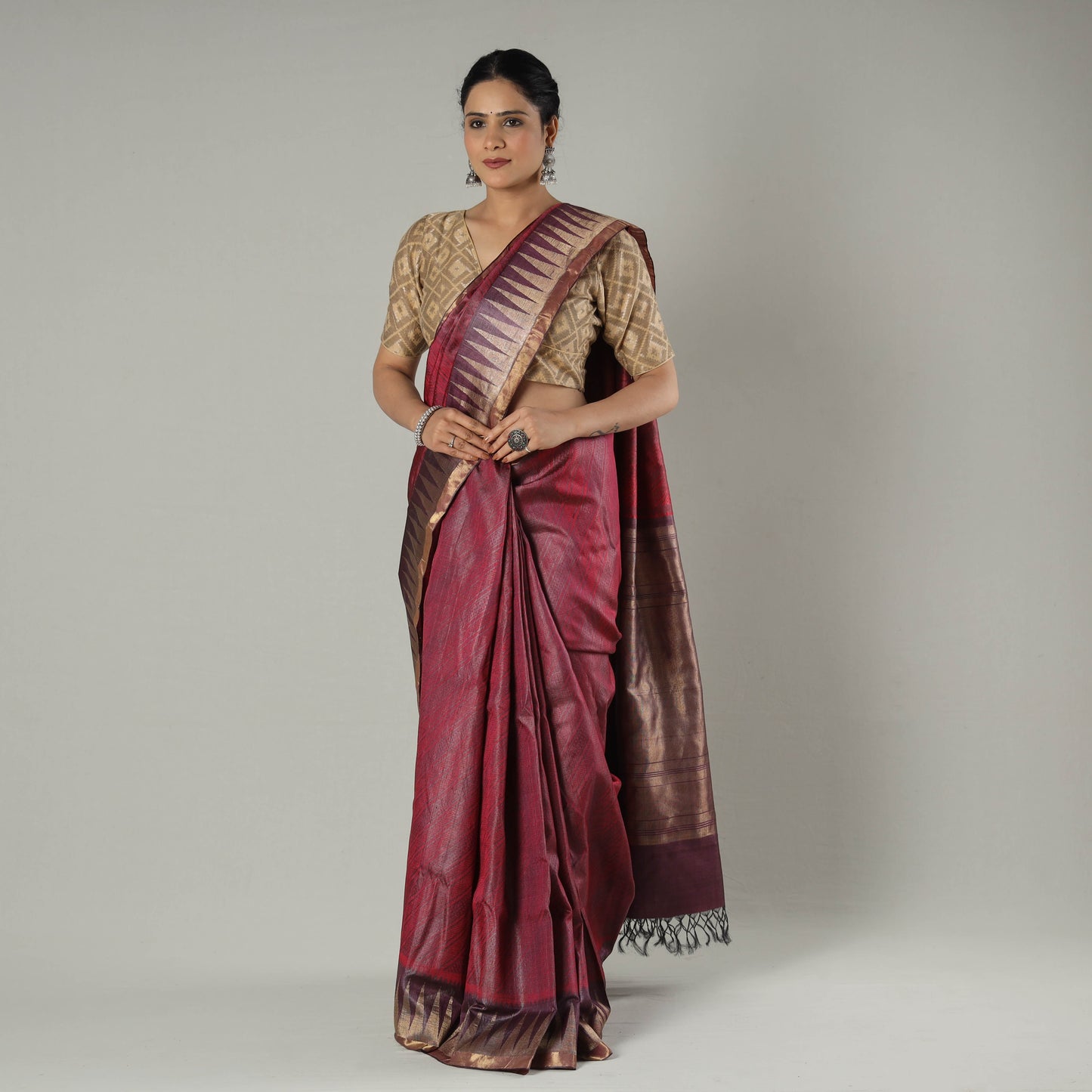  Pure Kosa Tussar Silk Handloom Jala Weave Saree 