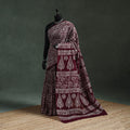 Maroon - pure mul cotton hand block batik print saree 27