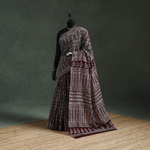 Pure mul cotton hand block batik print saree 60