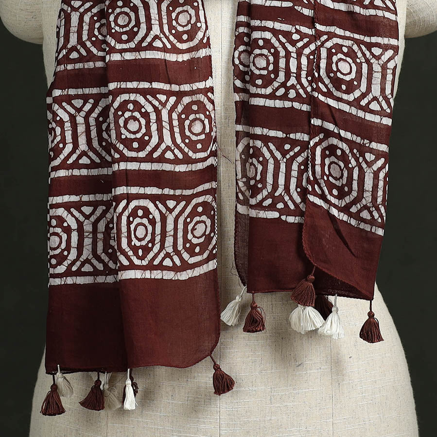 Pure mul cotton kutch hand block batik print stole