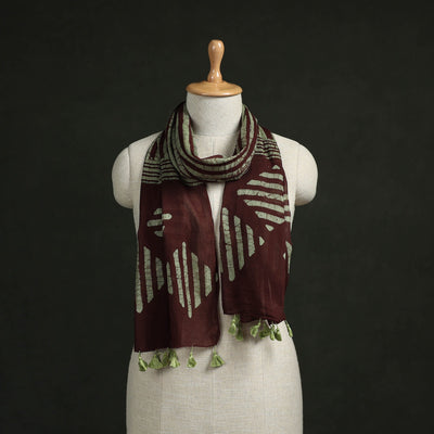Pure mul cotton kutch hand block batik print stole