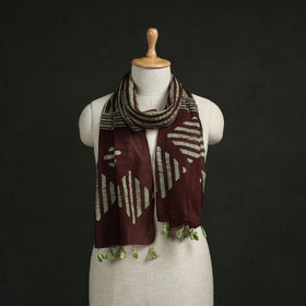 Pure mul cotton kutch hand block batik print stole