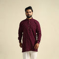 Buy Purple Tie-Dye Mul Cotton Short Bandhani Kurta for Men