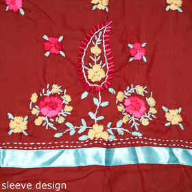 Maroon - ranihati chapa work hand embroidery georgette 3pc