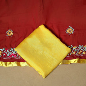 Maroon - ranihati chapa work hand embroidery georgette 3pc