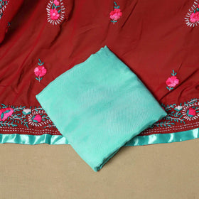 Maroon - ranihati chapa work hand embroidery georgette 3pc