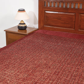  Reversible Ajrakh Patch & Tagai Work Mashru Silk Single Bed Cover / Quilt 