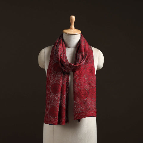 Reversible silk bengal hand kantha stitch stole 106