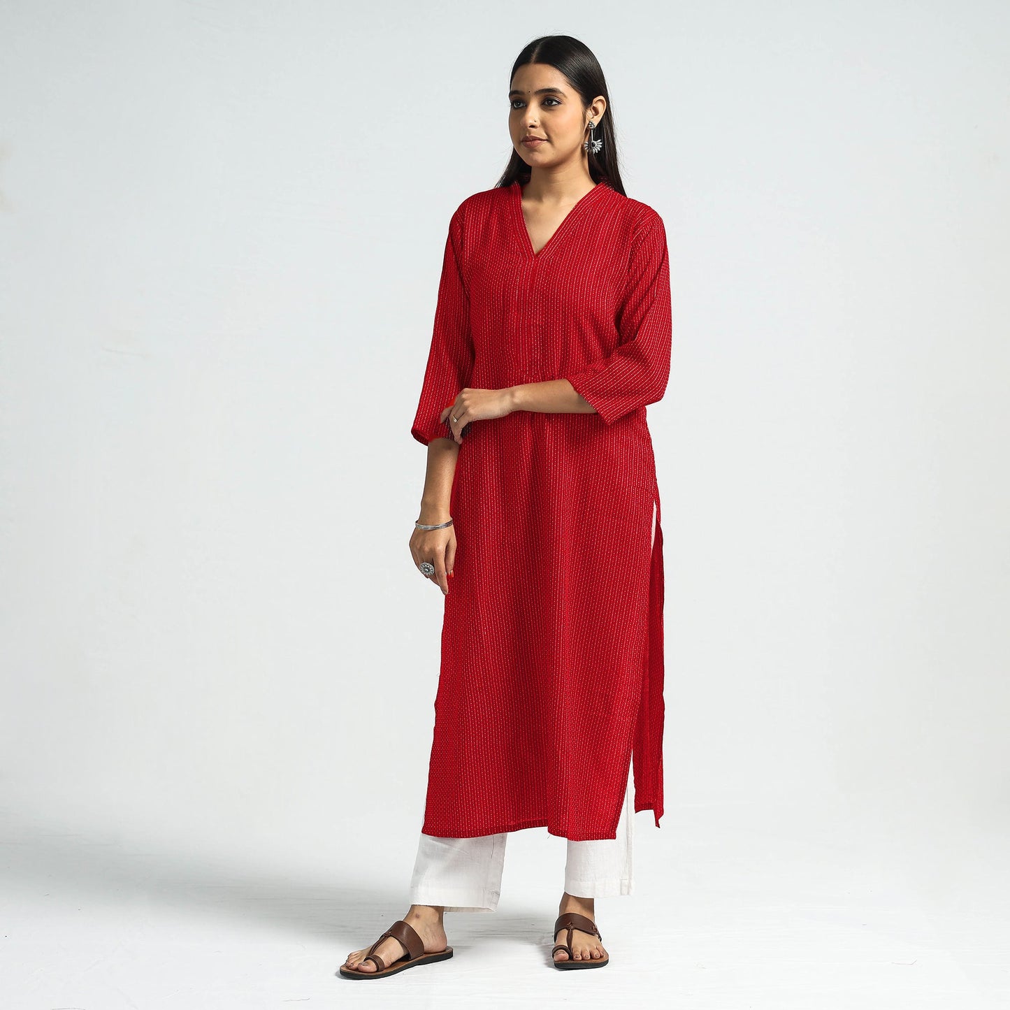 Buy Running Stitch Cotton Long Kurta Online at iTokri.com
