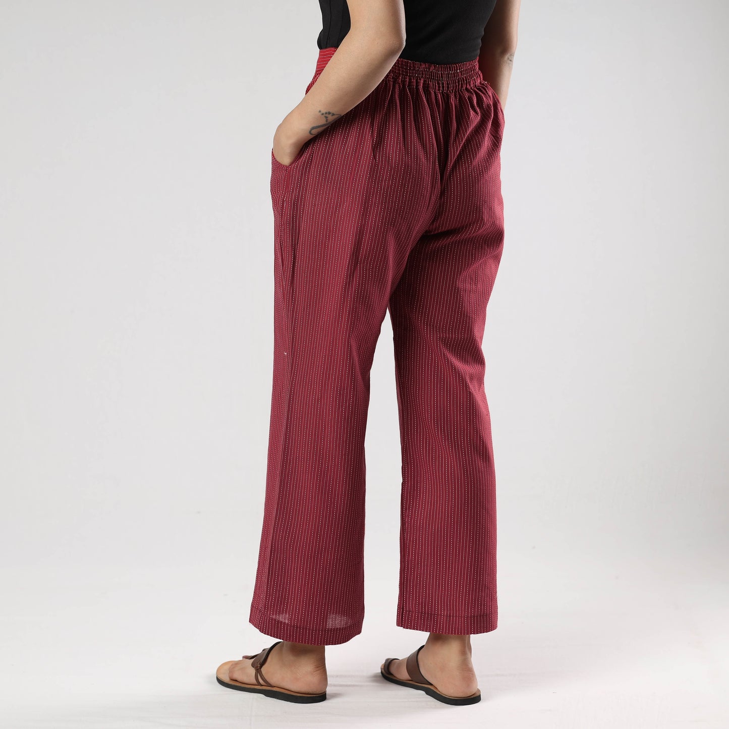  Running Stitch Cotton Palazzo by iTokri Casuals Online at iTokri.com