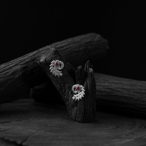 Maroon - saanjh bela mayuri oxidised earrings - handcrafted