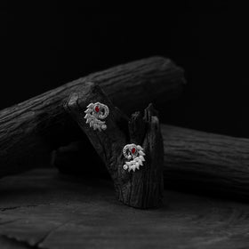 Maroon - saanjh bela mayuri oxidised earrings - handcrafted