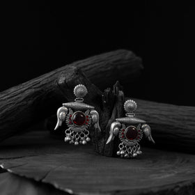 Maroon - saanjh bela parrot & bloom oxidised earrings