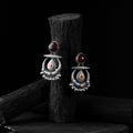 Maroon - saanjh bela stone chandbali oxidised earrings