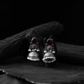 Maroon - saanjh bela stone oxidised jhumka earrings