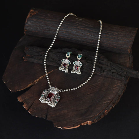 Saanjh Saaj Classic German Silver Necklace Set
