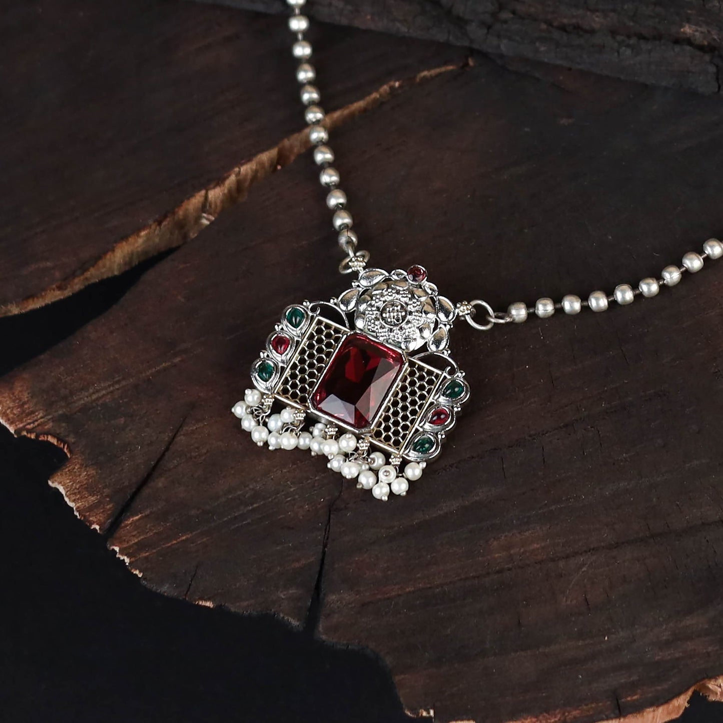 Saanjh Saaj Classic German Silver Necklace Set