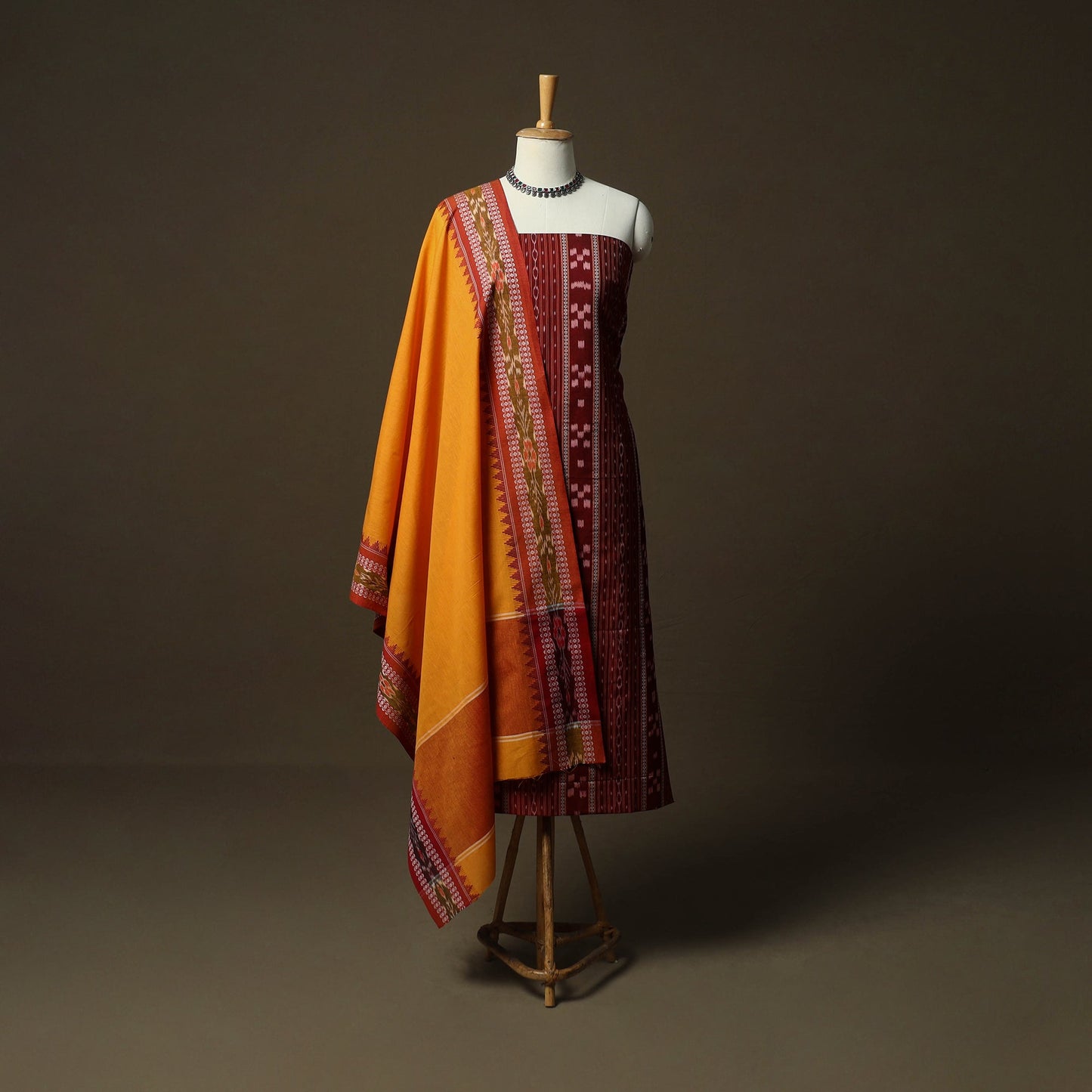 Sambalpuri ikat cotton 3pc unstitched dress material suit