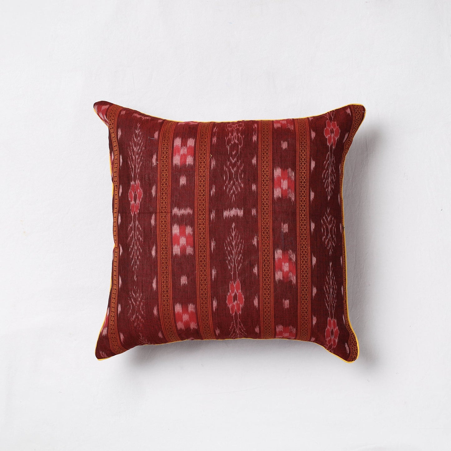 Buy Maroon Sambalpuri Ikat Cotton Cushion Cover