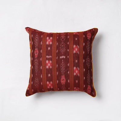 Buy Maroon Sambalpuri Ikat Cotton Cushion Cover