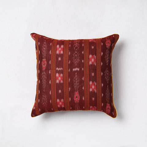 Buy Maroon Sambalpuri Ikat Cotton Cushion Cover