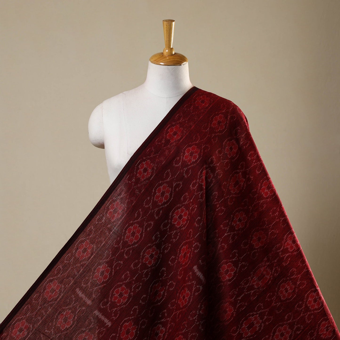 Maroon Sambalpuri Ikat Cotton Fabric