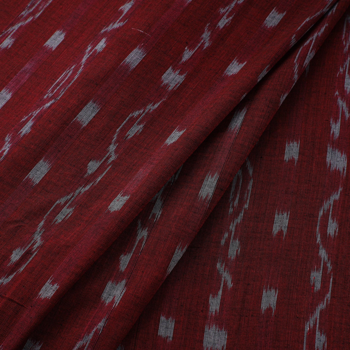 Maroon Sambalpuri Ikat Cotton Fabric